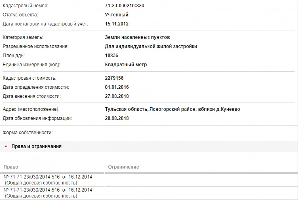 Скрин ЕГРН Онлайн