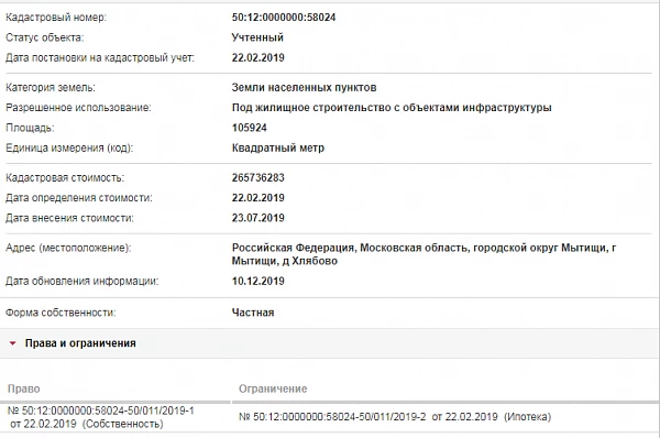 Скрин ЕГРН Онлайн