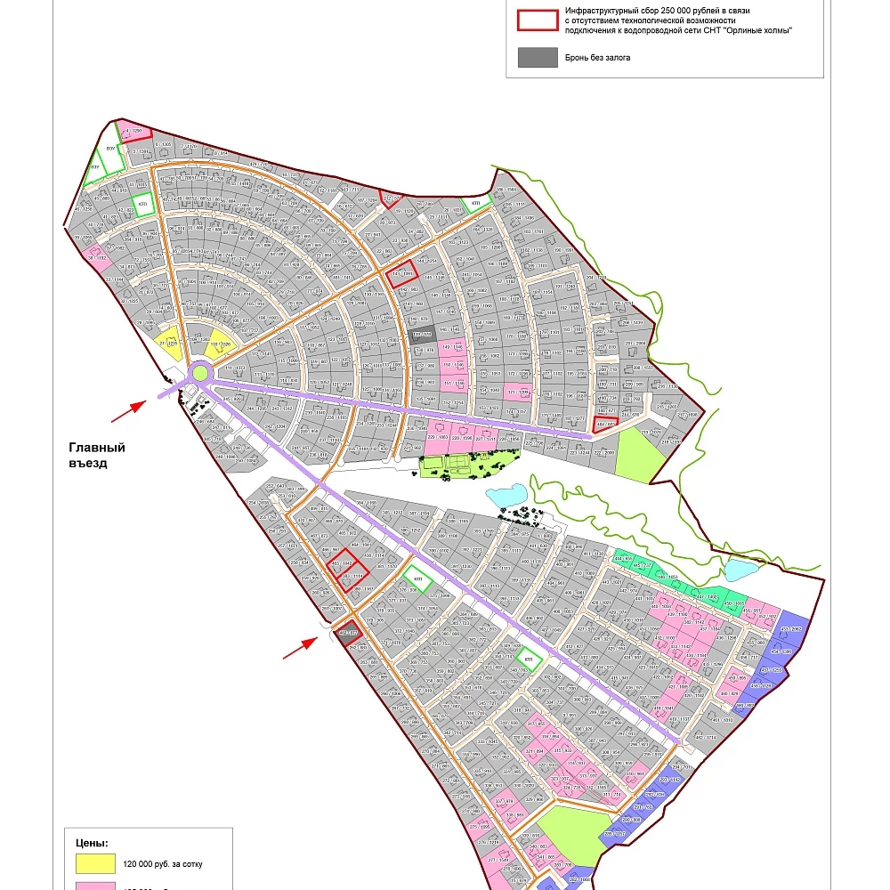 План поселка Орлиные холмы