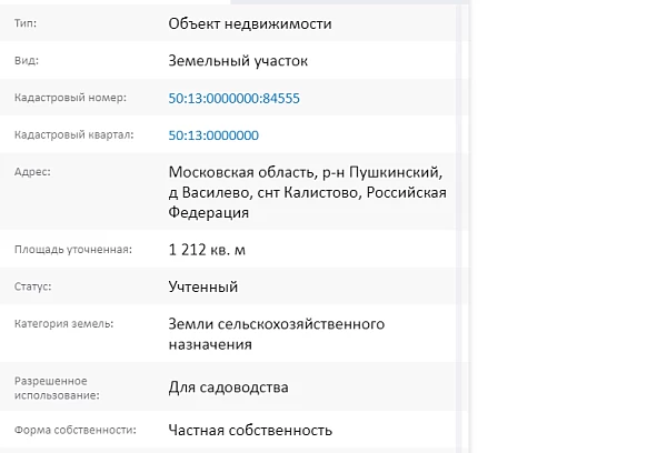 Скрин ЕГРН Онлайн