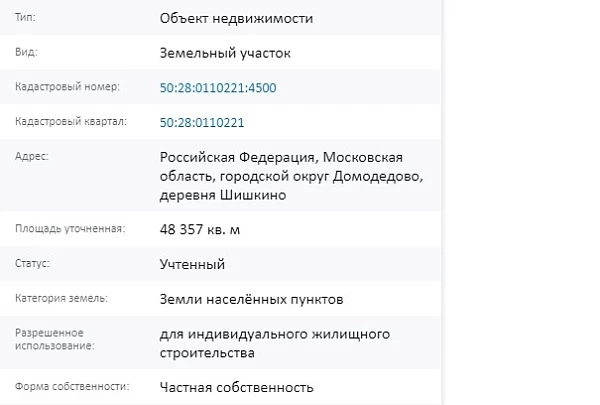 Скрин ЕГРН Онлайн